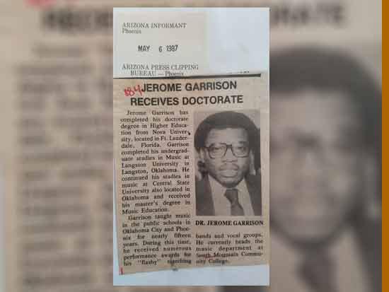 Jerome Garrison Recieves Doctorate